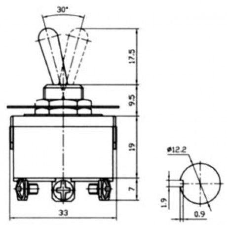 Μικροδιακόπτης On-Off-On 10A/250V Μεταλλικός